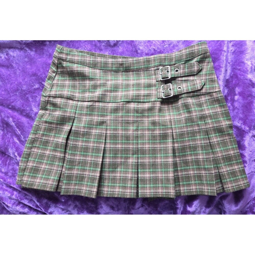 Y2K Forever 21 Plaid Schoolgirl Kilt Skirt with Buckle Accents